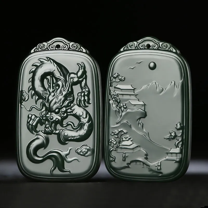 KUNYUYAO Hetian Jade Pendants Green Jade Unisex-13