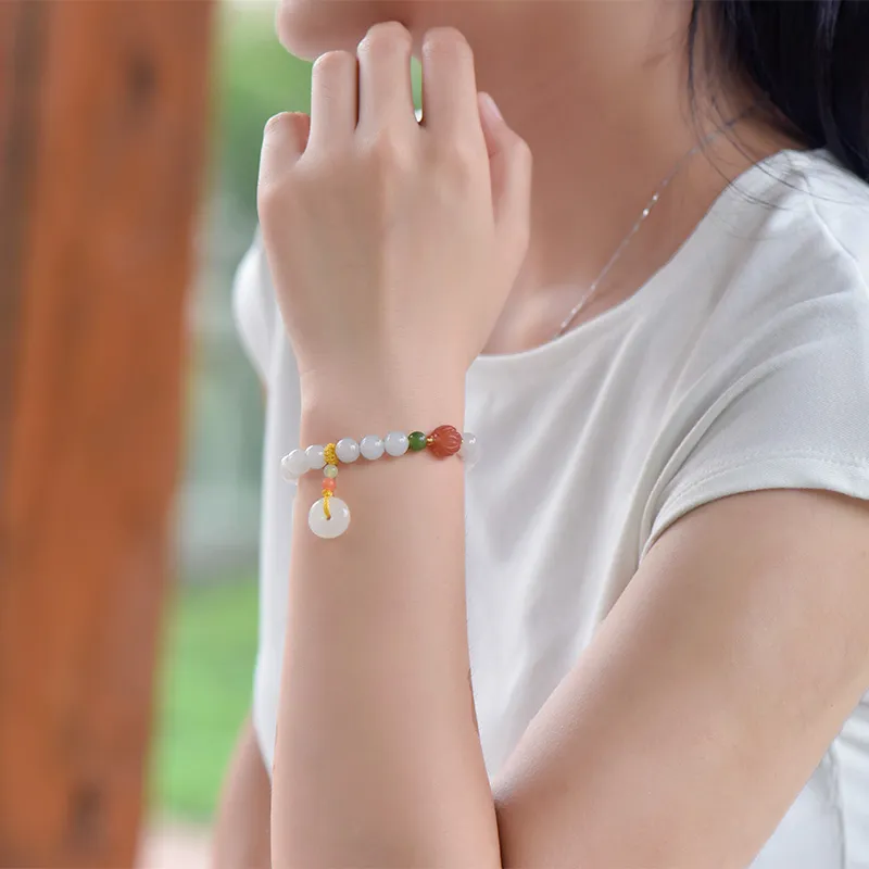 KUNYUYAO Hetian Jade Bracelets White Jade Unisex-12