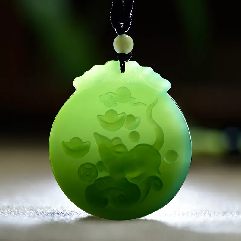 KUNYUYAO Hetian Jade Pendants Pale Greenish White Jade Unisex-61