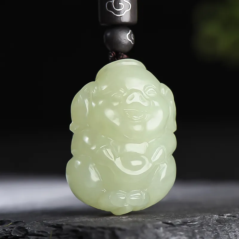 KUNYUYAO Hetian Jade Pendants Pale Greenish White Jade Unisex-3