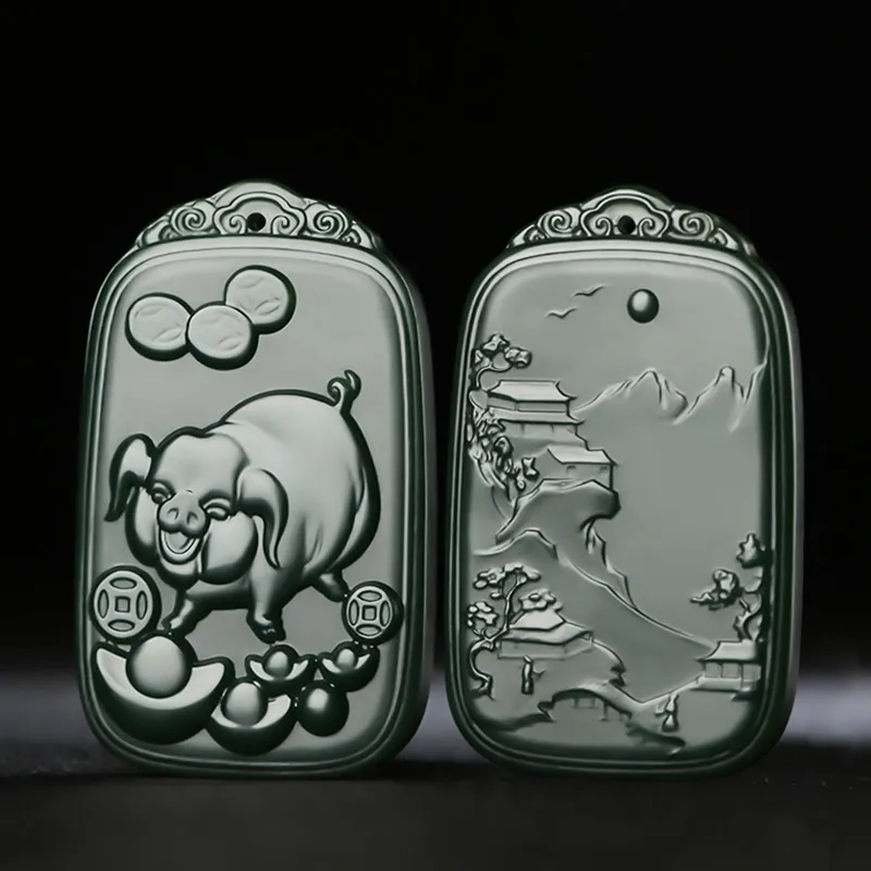 KUNYUYAO Hetian Jade Pendants Green Jade Unisex-34