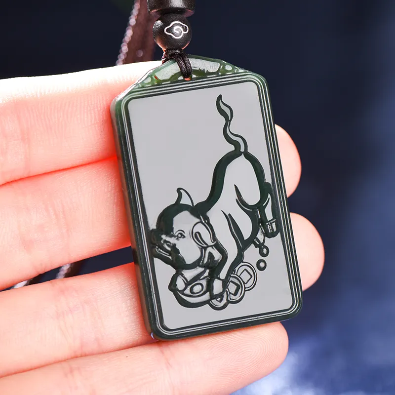 KUNYUYAO Hetian Jade Pendants Green Jade Unisex-58