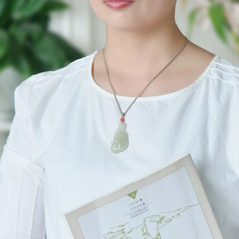 KUNYUYAO Hetian Jade Pendants White Jade Unisex-5