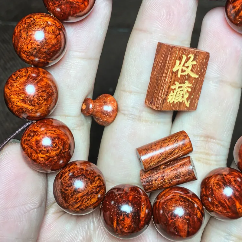 SHUZHUO Indian Small leaved Red Sandalwood Bracelets Unisex-2