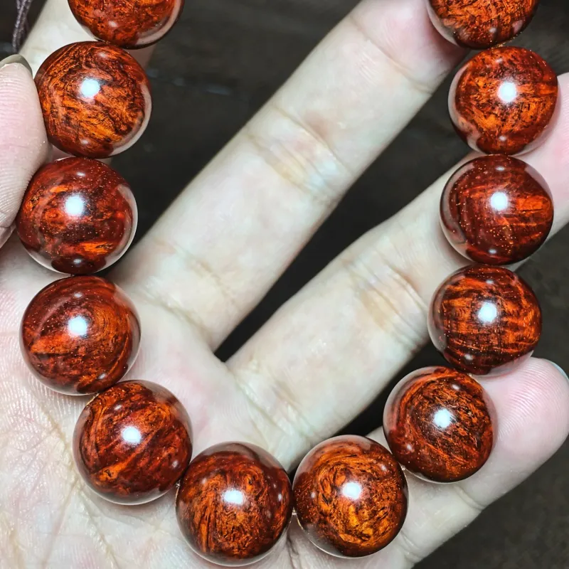 SHUZHUO Indian Small leaved Red Sandalwood Bracelets Unisex-3
