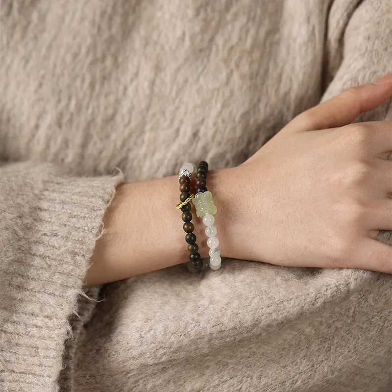 SHUZHUO Green Sandalwood Wooden Bracelets Unisex-4