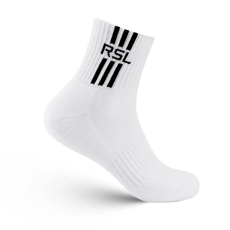 RSL Mid Calf Socks Unisex 1 Pack White-2
