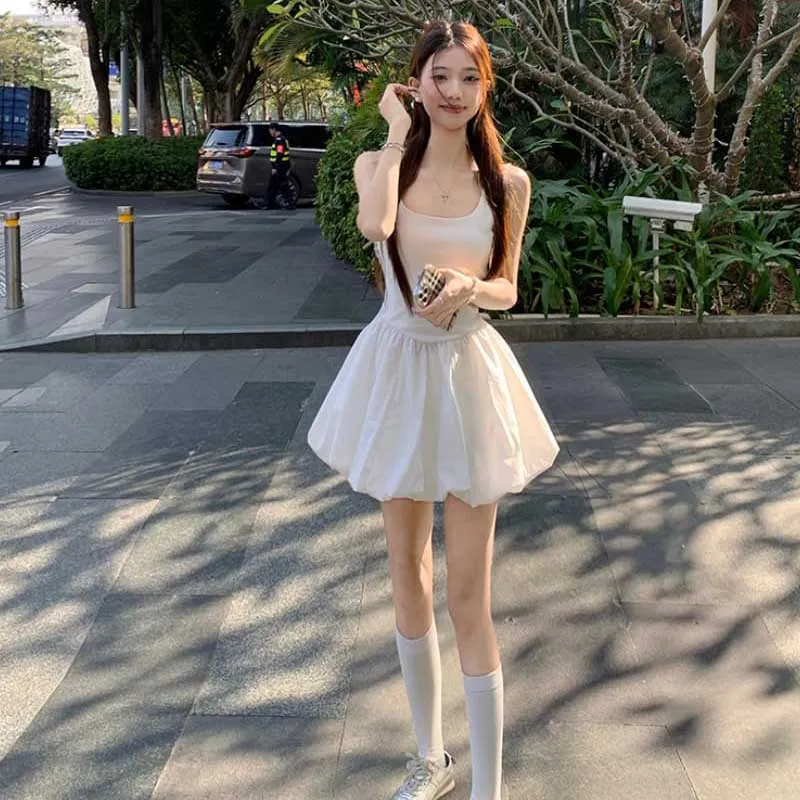 SISC Slip Dresses Women's White-6