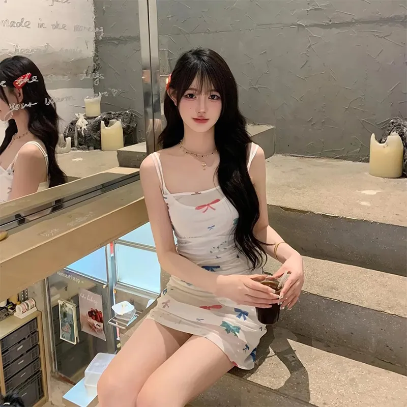 SISC Slip Dresses Women's White-2