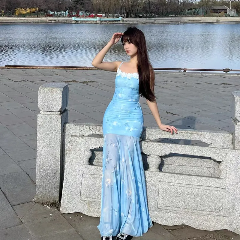 SISC Slip Dresses Women's Light Blue-3