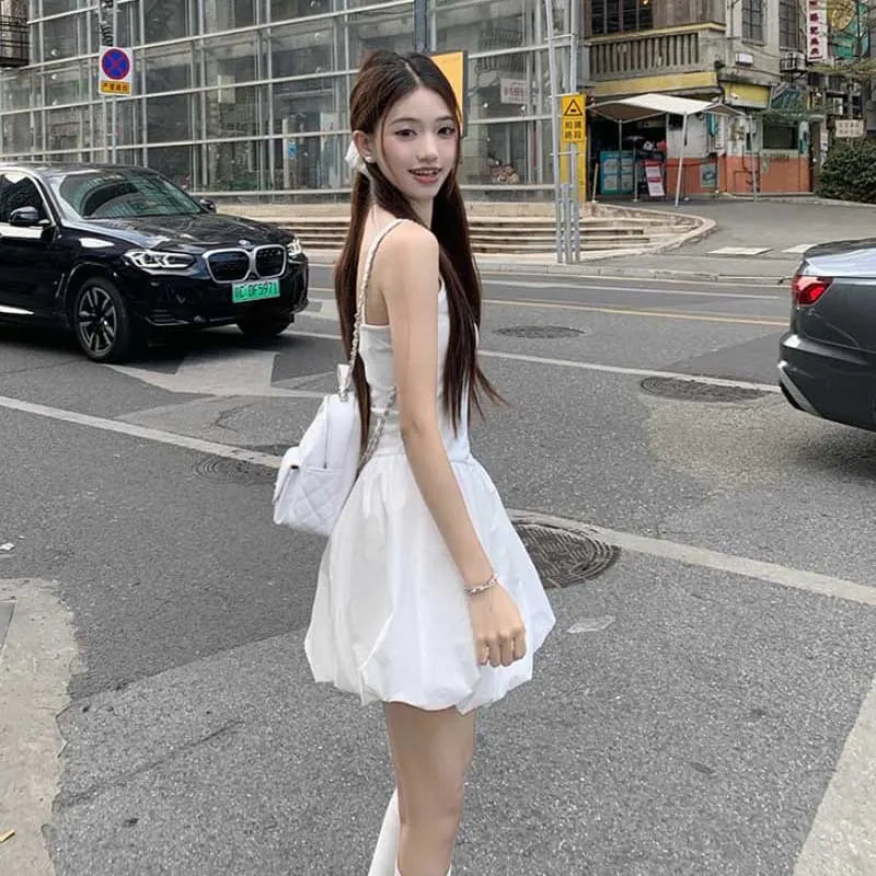 SISC Slip Dresses Women's White-5