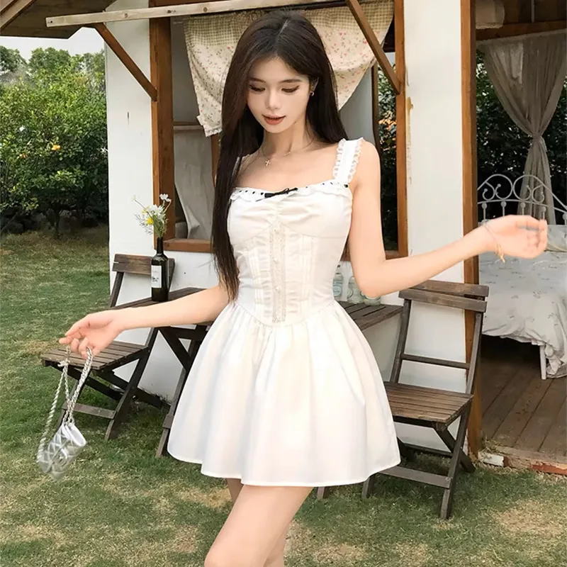 SISC Slip Dresses Women's White-2