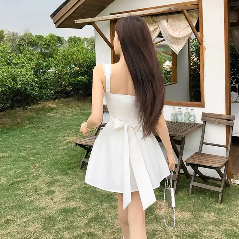 SISC Slip Dresses Women's White-6