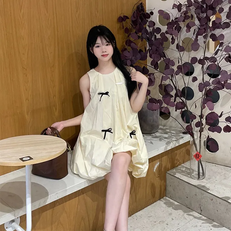 SISC Sleeveless Dresses Women's Yellow-2