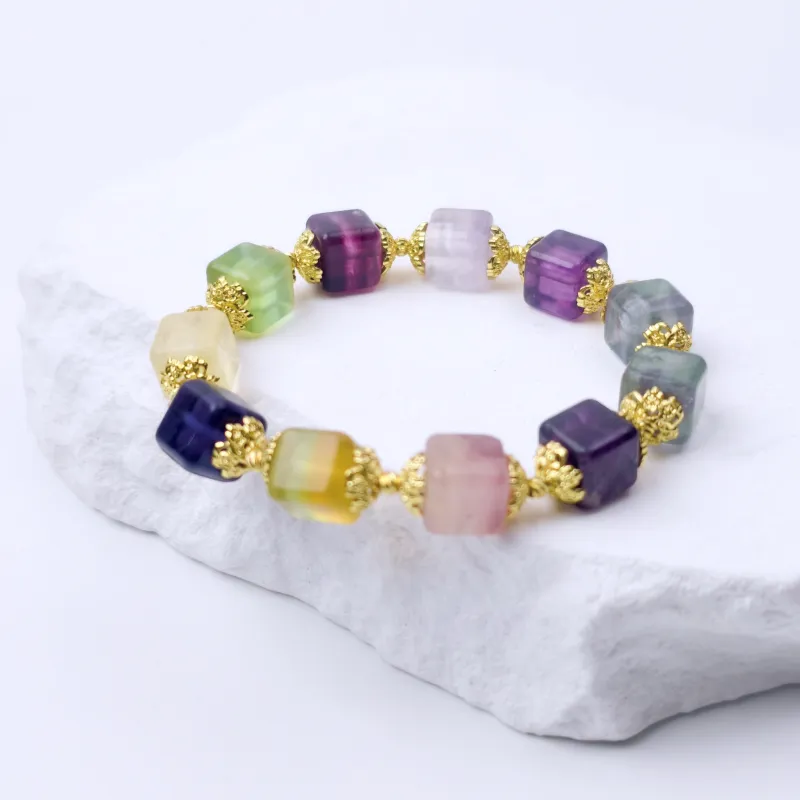 HONGQIAO Fluorite Bracelets Unisex-4