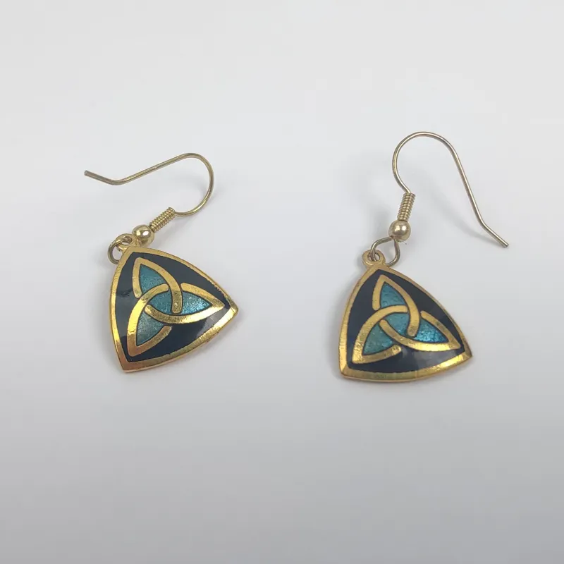 HONGQIAO Blue Layered Texture Enamel Earrings Women's-4