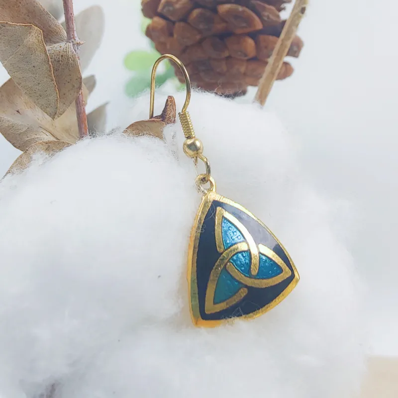 HONGQIAO Blue Layered Texture Enamel Earrings Women's-2