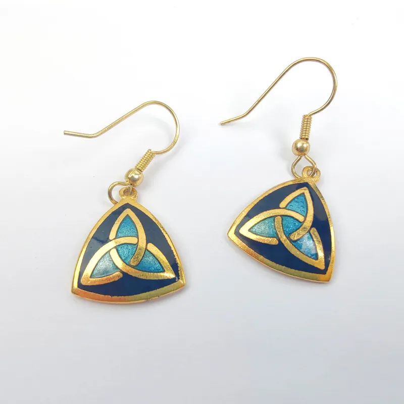 HONGQIAO Blue Layered Texture Enamel Earrings Women's-1