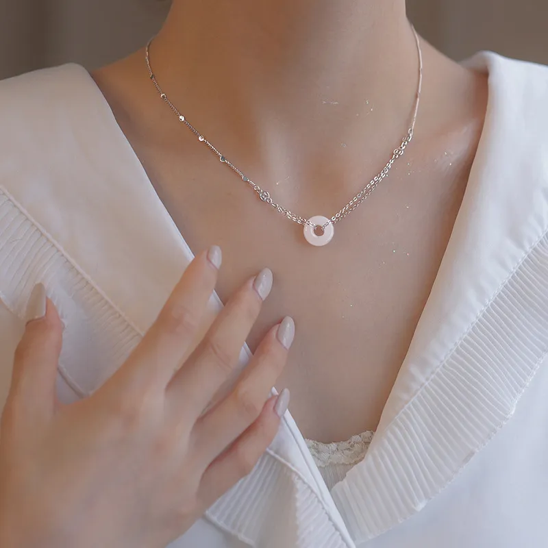 TIANJUE Natural Chalcedony Necklaces Unisex-3