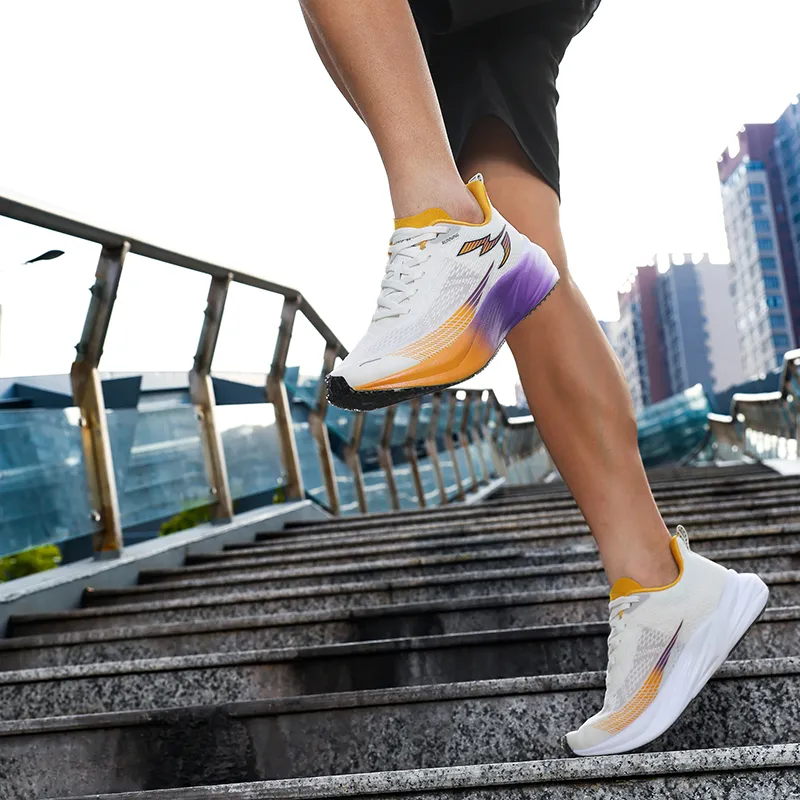WANBUZHE Running Shoes Unisex Low Top Purple/Yellow-7