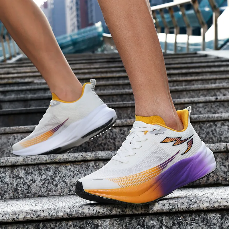 WANBUZHE Running Shoes Unisex Low Top Purple/Yellow-5