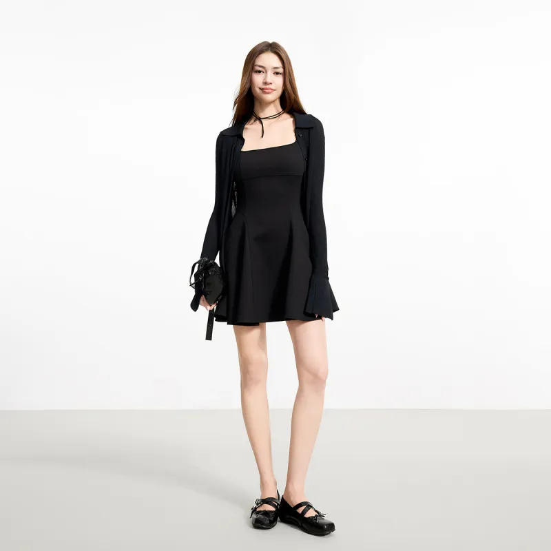 LINCchic Slip Dress Women's Elegant Black-4