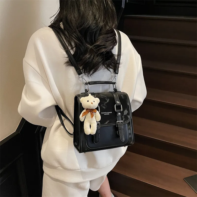 PINK·LAND PU Backpack Women's Pink/Brown/Silver/Blue/Black-33