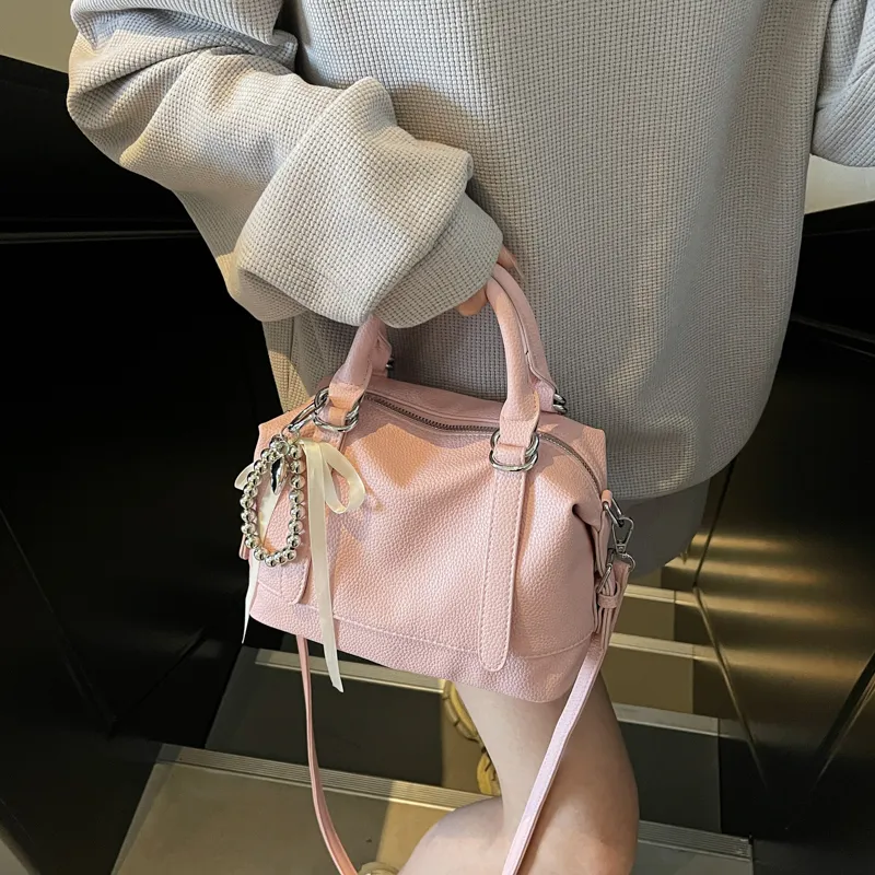 PINK·LAND PU One Shoulder Handbag Women's Black/Ecru/Yellow/Pink/Purple/Blue-24