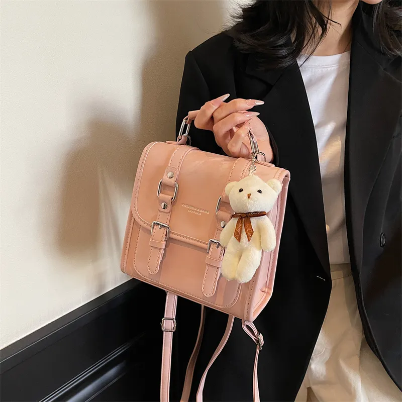 PINK·LAND PU Backpack Women's Pink/Brown/Silver/Blue/Black-6