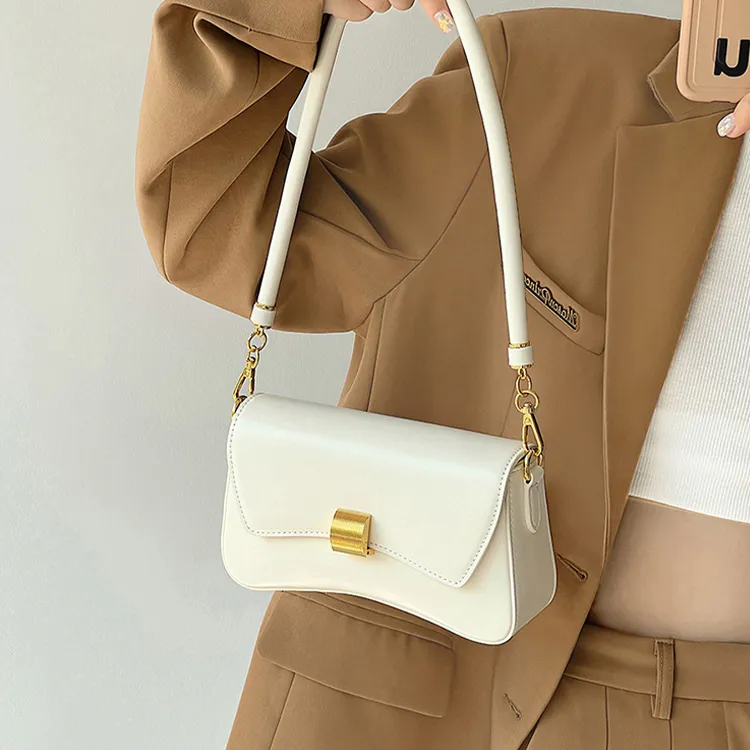 PINK·LAND PU Shoulder Bag Women's White/Black-2