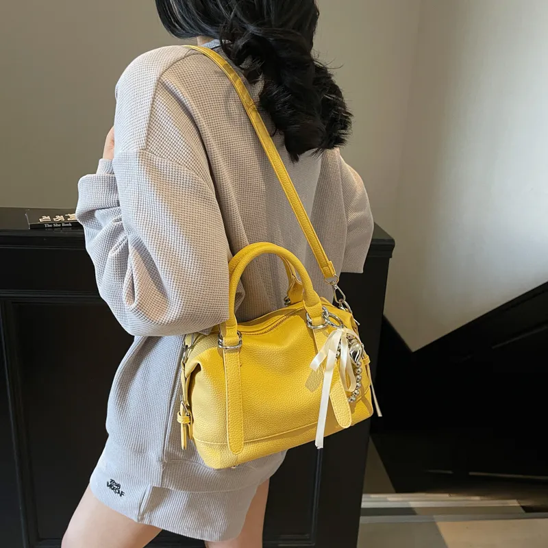PINK·LAND PU One Shoulder Handbag Women's Black/Ecru/Yellow/Pink/Purple/Blue-16