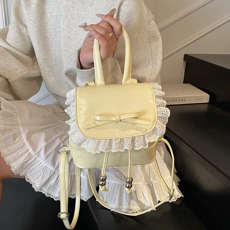PINK·LAND PU Backpack Regular Women's White/Pink/Purple/Black/Yellow-30
