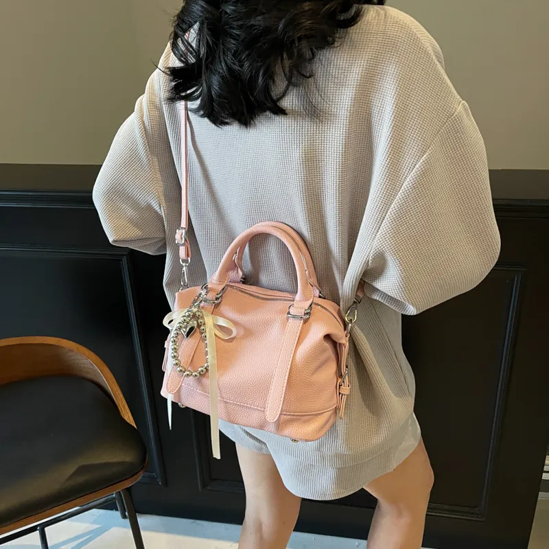 PINK·LAND PU One Shoulder Handbag Women's Black/Ecru/Yellow/Pink/Purple/Blue-23
