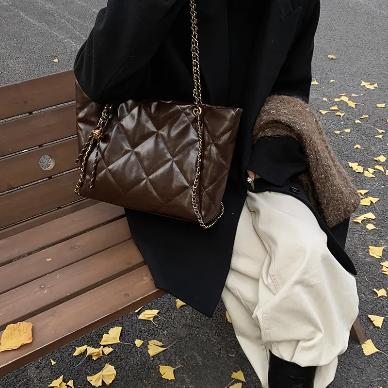 PINK·LAND PU Tote Bag Shopping Bag Crossbody Bag Shoulder Bag Women's Brown/Black/Coffee/Ecru-17