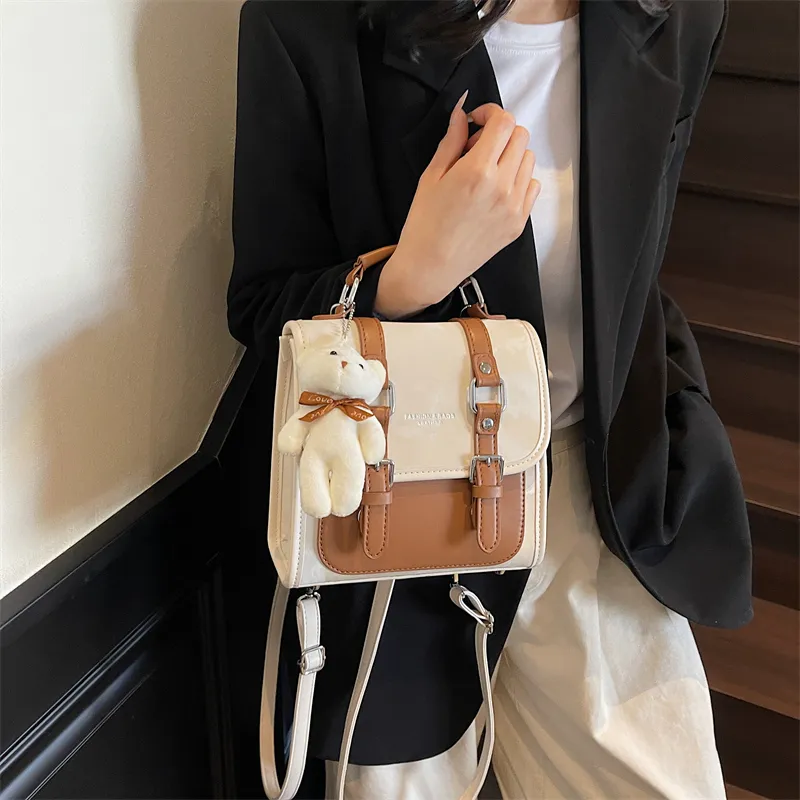 PINK·LAND PU Backpack Women's Pink/Brown/Silver/Blue/Black-9