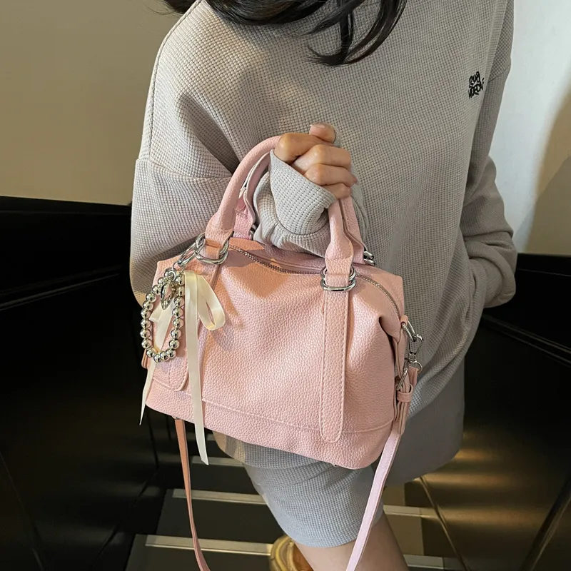 PINK·LAND PU One Shoulder Handbag Women's Black/Ecru/Yellow/Pink/Purple/Blue-25