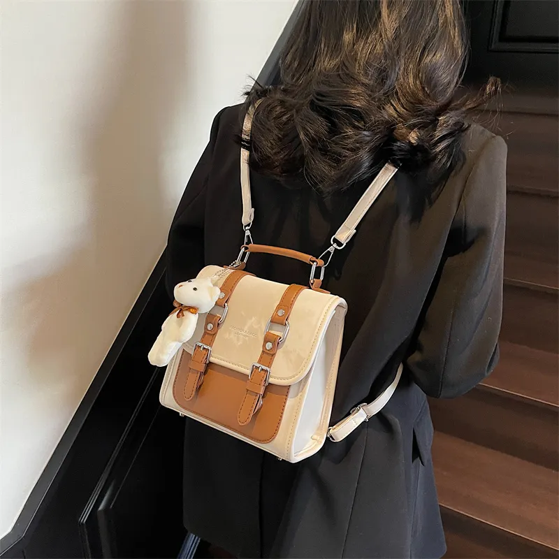 PINK·LAND PU Backpack Women's Pink/Brown/Silver/Blue/Black-11