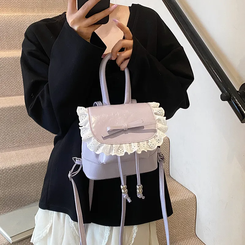 PINK·LAND PU Backpack Regular Women's White/Pink/Purple/Black/Yellow-20