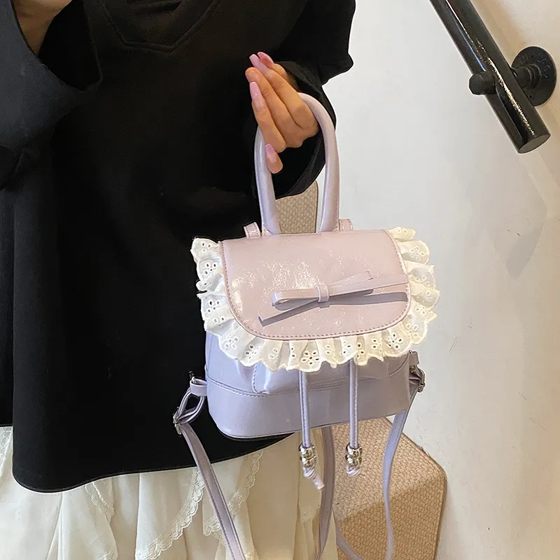 PINK·LAND PU Backpack Regular Women's White/Pink/Purple/Black/Yellow-17