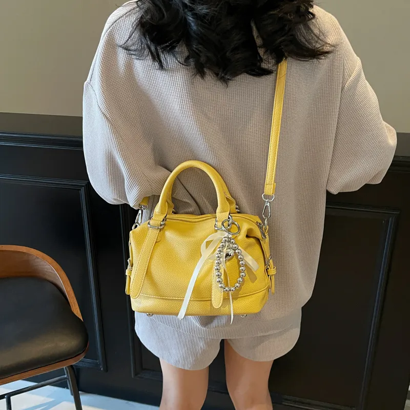 PINK·LAND PU One Shoulder Handbag Women's Black/Ecru/Yellow/Pink/Purple/Blue-18