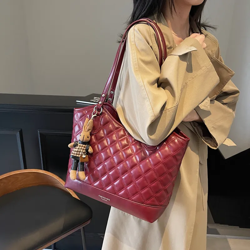 PINK·LAND PU Shoulder Bag Tote Shoulder Bag Women's Brown/Coffee/Black/Burgundy-23