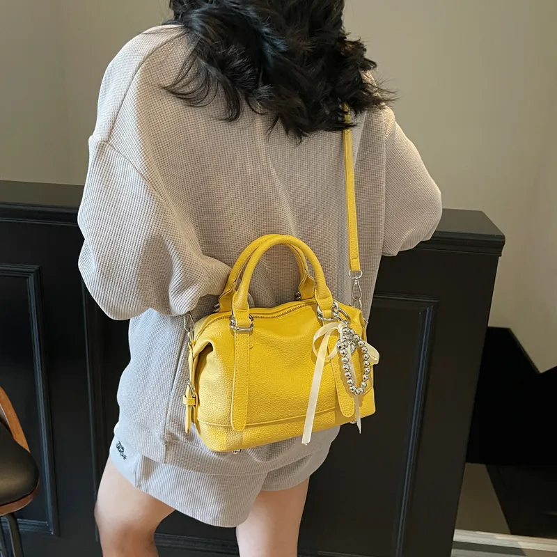 PINK·LAND PU One Shoulder Handbag Women's Black/Ecru/Yellow/Pink/Purple/Blue-17