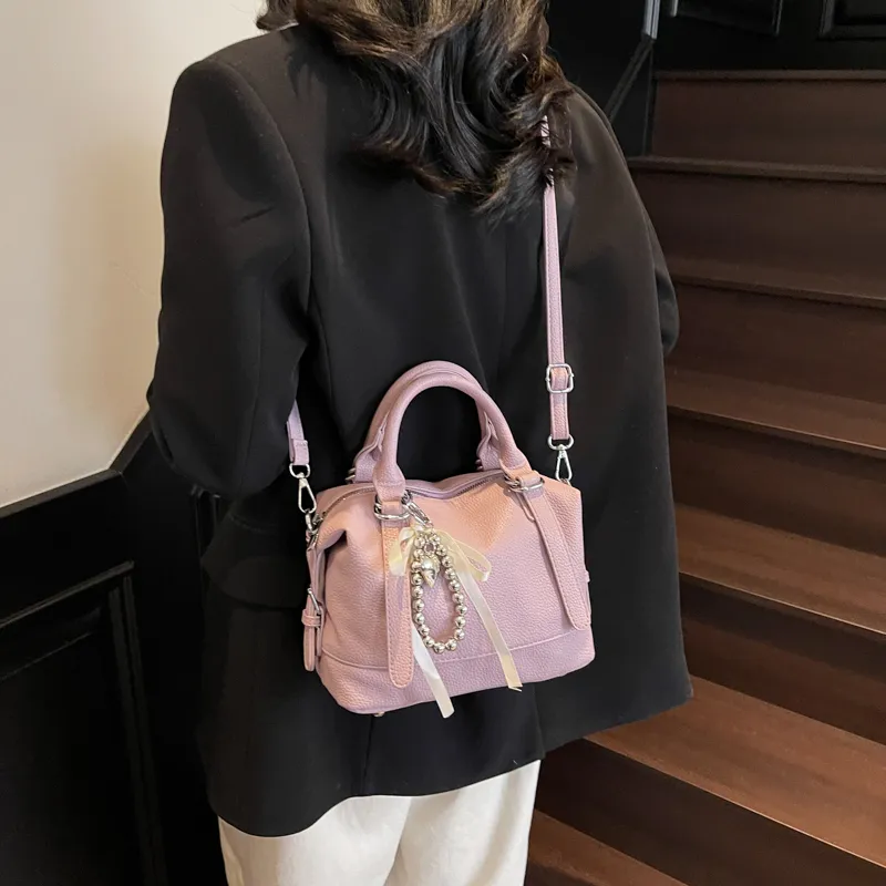 PINK·LAND PU One Shoulder Handbag Women's Black/Ecru/Yellow/Pink/Purple/Blue-33
