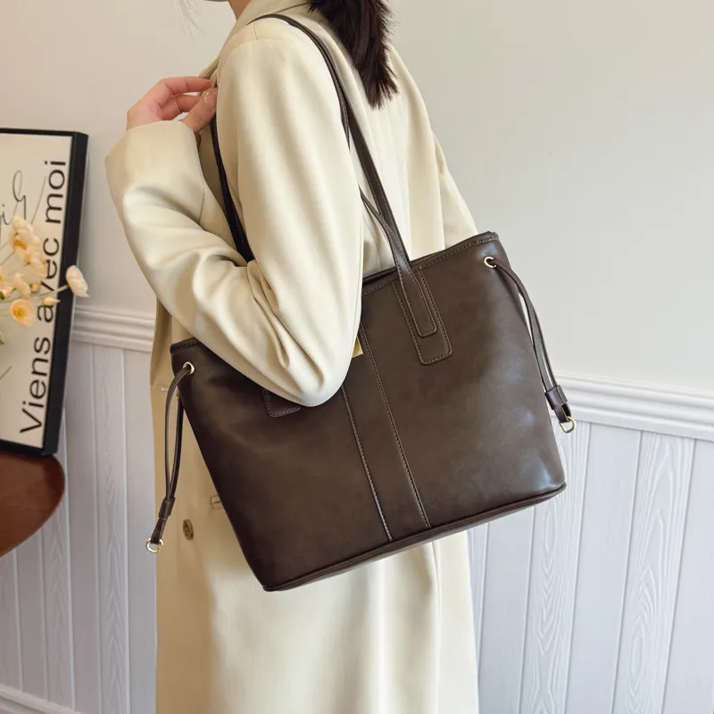 PINK·LAND PU Tote Bag Shopping Bag Shoulder Bags Women's Black/Coffee/Brown/Mud-9