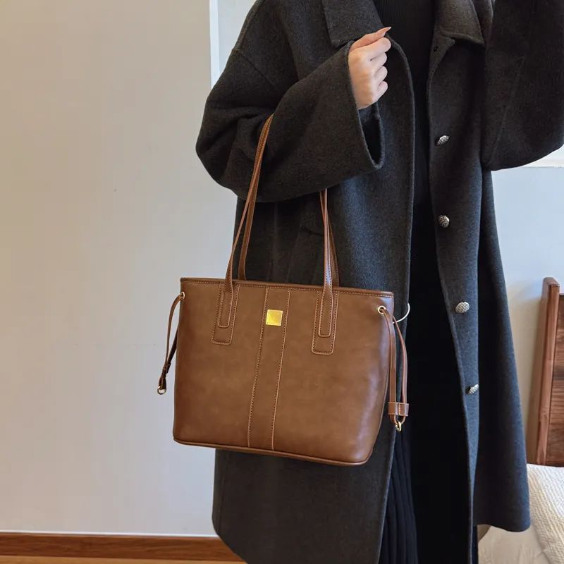 PINK·LAND PU Tote Bag Shopping Bag Shoulder Bags Women's Black/Coffee/Brown/Mud-13