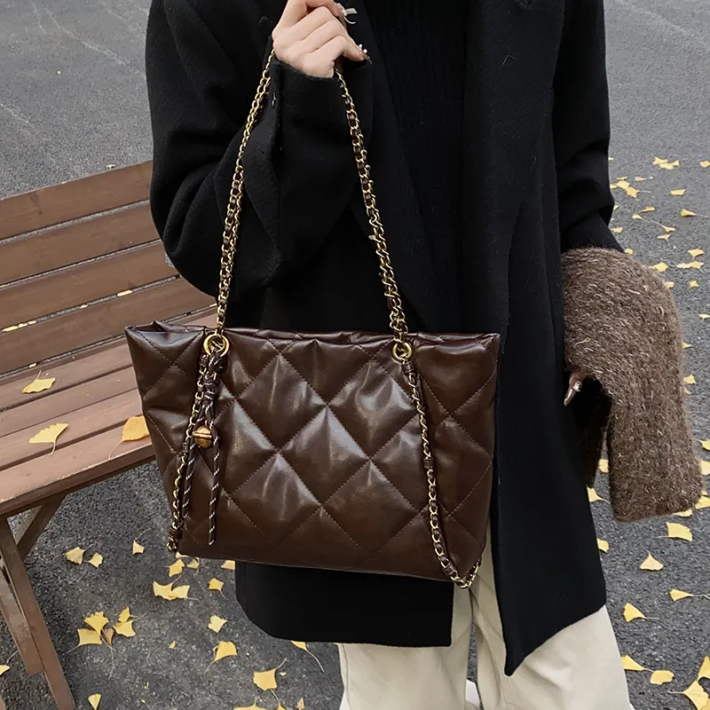 PINK·LAND PU Tote Bag Shopping Bag Crossbody Bag Shoulder Bag Women's Brown/Black/Coffee/Ecru-20