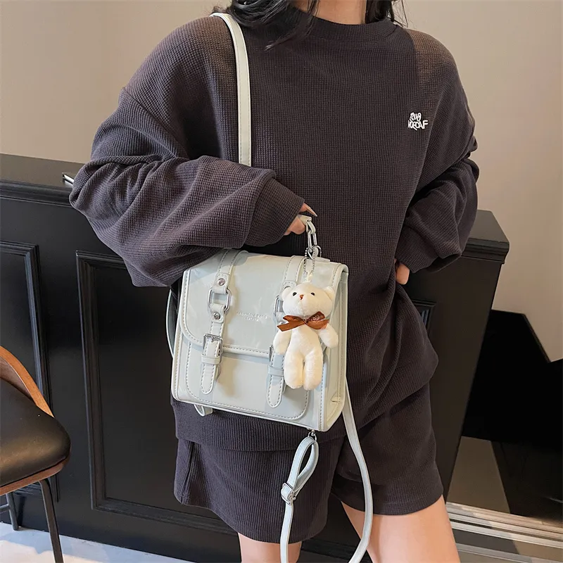 PINK·LAND PU Backpack Women's Pink/Brown/Silver/Blue/Black-25