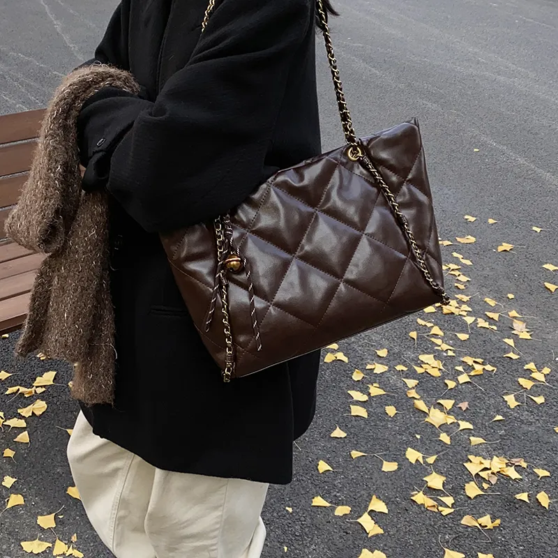PINK·LAND PU Tote Bag Shopping Bag Crossbody Bag Shoulder Bag Women's Brown/Black/Coffee/Ecru-19