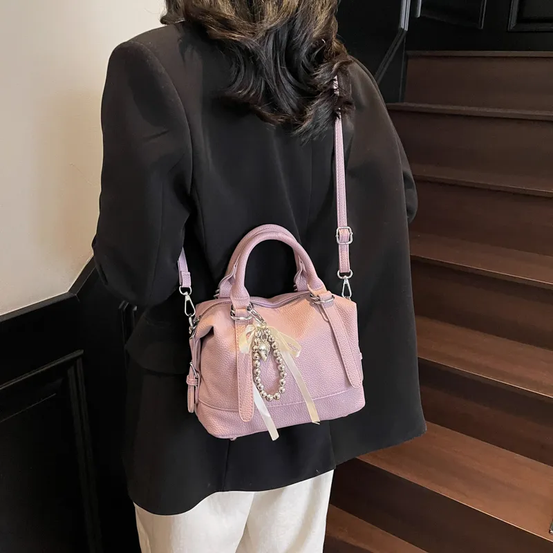 PINK·LAND PU One Shoulder Handbag Women's Black/Ecru/Yellow/Pink/Purple/Blue-34