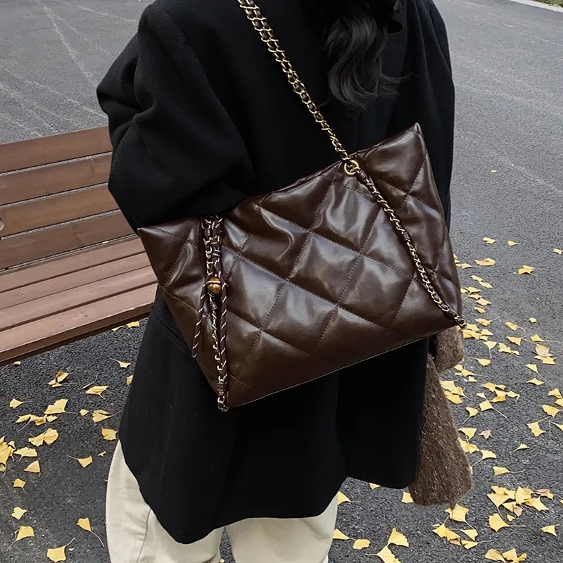 PINK·LAND PU Tote Bag Shopping Bag Crossbody Bag Shoulder Bag Women's Brown/Black/Coffee/Ecru-16